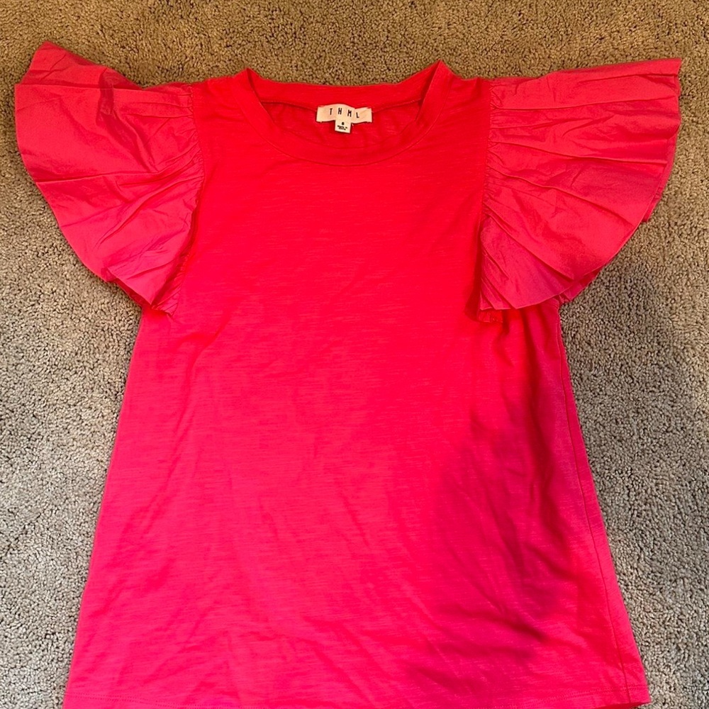 Thml  Pink Flutter Sleeve Top